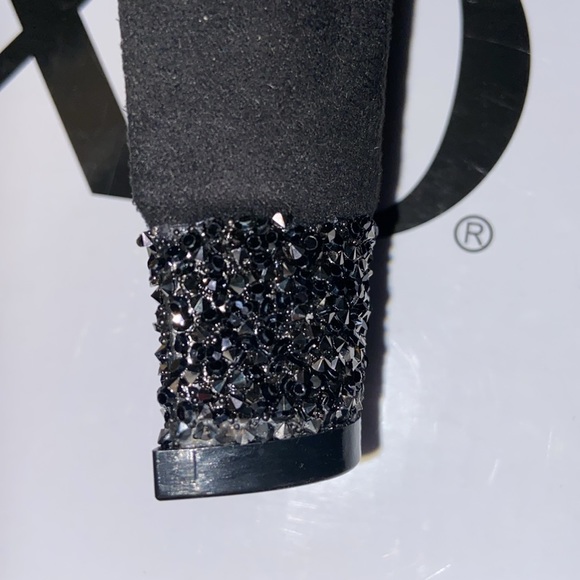 XOXO black faux suede silver glitter on heels size 10 NIB - Picture 4 of 9